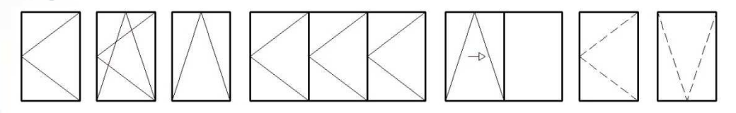 Esquemas de Apertura Puertas Serie 65 C16 - Aluminios Marton. Esquemas de apertura con múltiples hojas plegables y practicables para puertas de la Serie 65 con canal 16.