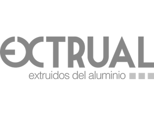Logotipo corporativo de Extrual con el texto descriptivo extruidos del aluminio.